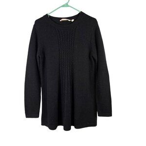 Soft Surroundings Wool Blend Sydney Cable Knit Sweater Size M Black Tunic